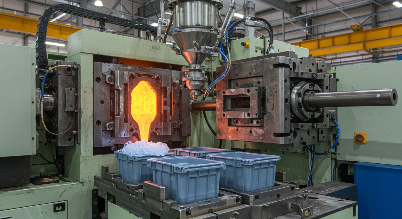 Литьё пластика для промышленных контейнеров