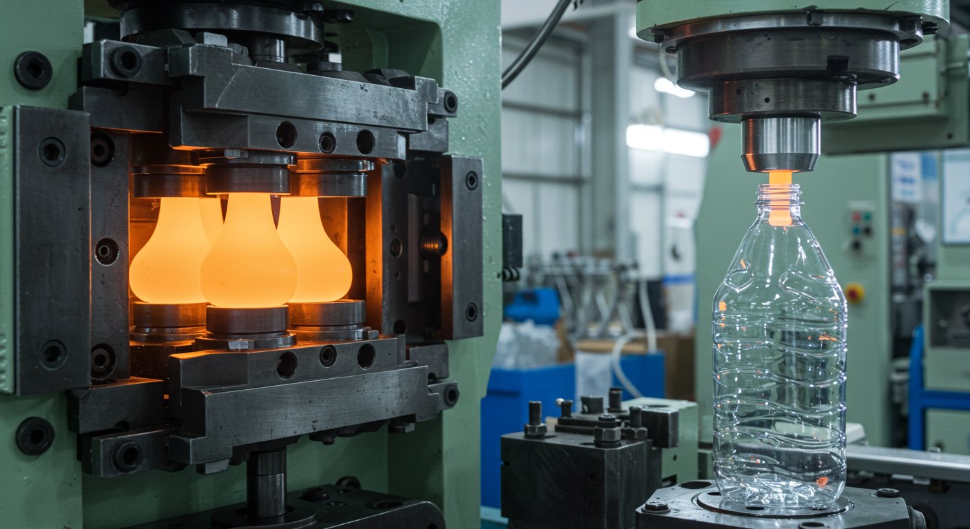 Современные установки для выдувного формования пластиковых изделий Процесс выдувного формования пластиковых деталей